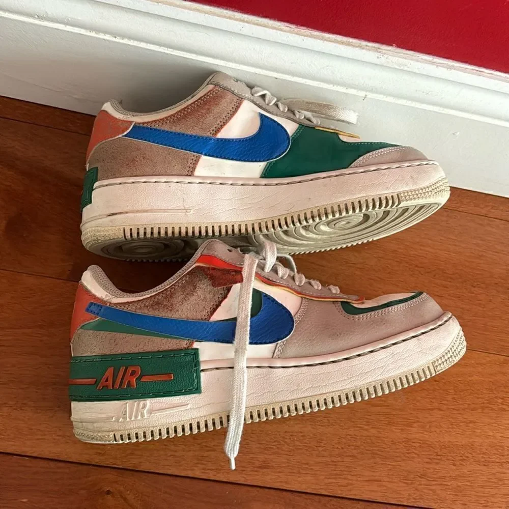 Nike Women's Sneakers Air Force‎ 1 Low Shadow Sail Blue Green sz 8 CI0919-109